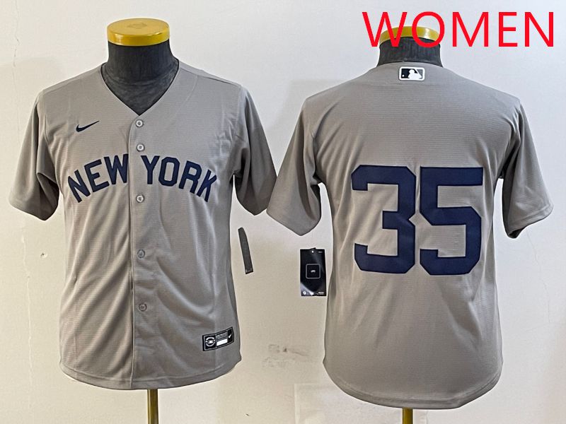Women New York Yankees #35 No Name Grey Game 2025 Nike MLB Jersey style 7->youth mlb jersey->Youth Jersey